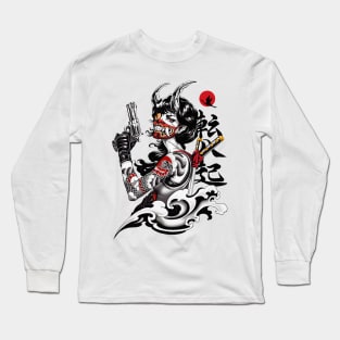 Cyberpunk Samurai Geisha Girl Urban Pop Art Long Sleeve T-Shirt